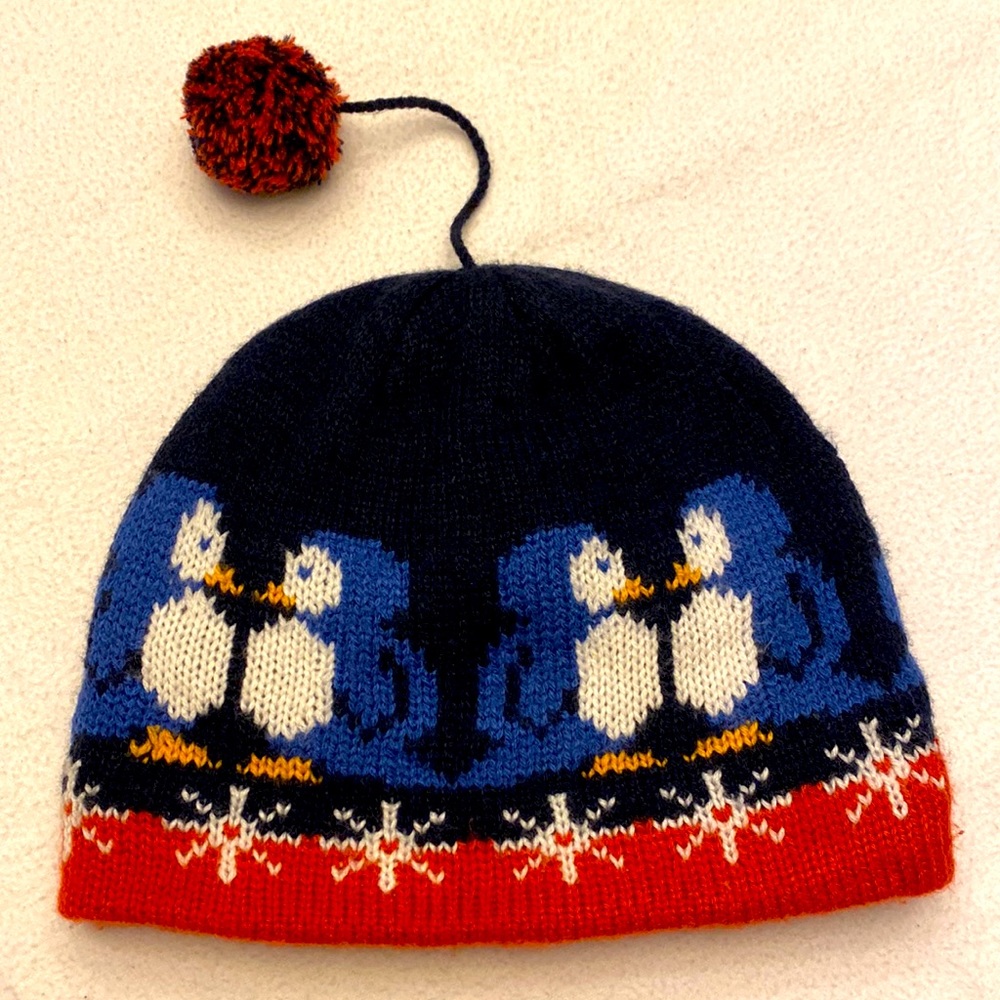 L.L. BEAN Penguin beanie winter Christmas holiday hat 12-24 months baby